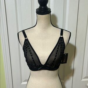 Fredericks of Hollywood Elegant Black Sheer Bra Rozlyn